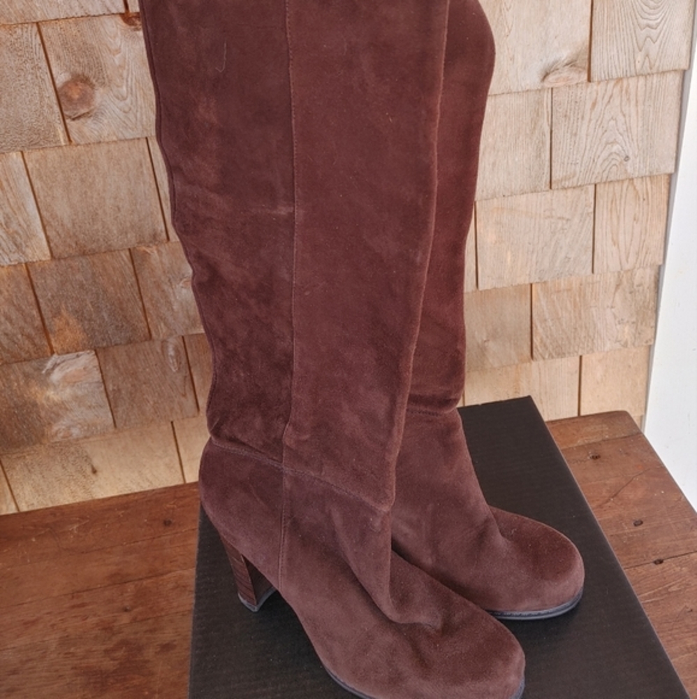 Charles David brown suede slouchy tall boots, size 11